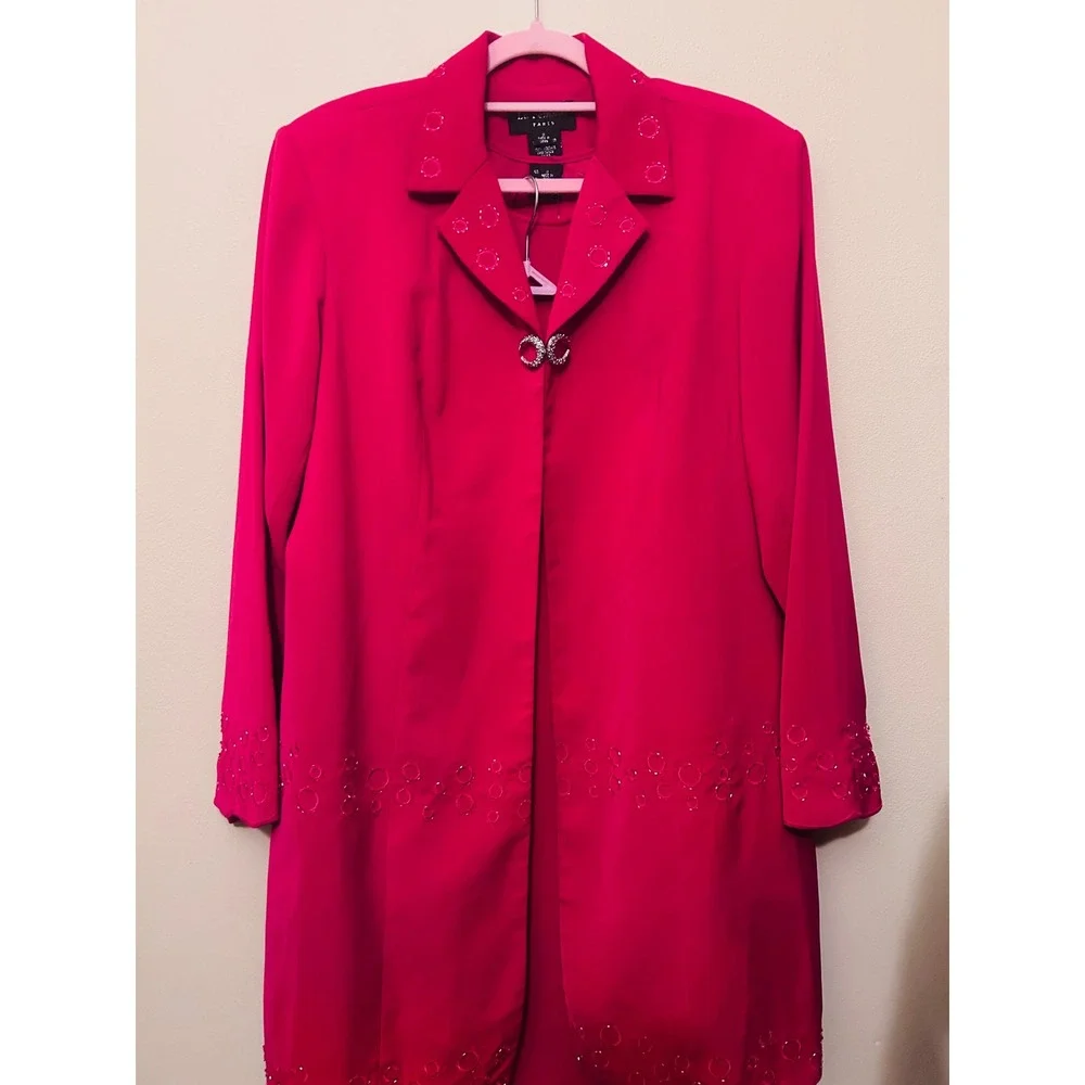 La Femme Paris Skirt Suit Women 18 Pink Excellent Beaded 2pc Set 3pc